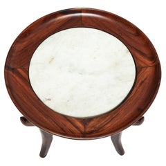 Vintage Brazilian Modern Side Table in Hardwood & Marble by Giuseppe Scapinelli, 1950