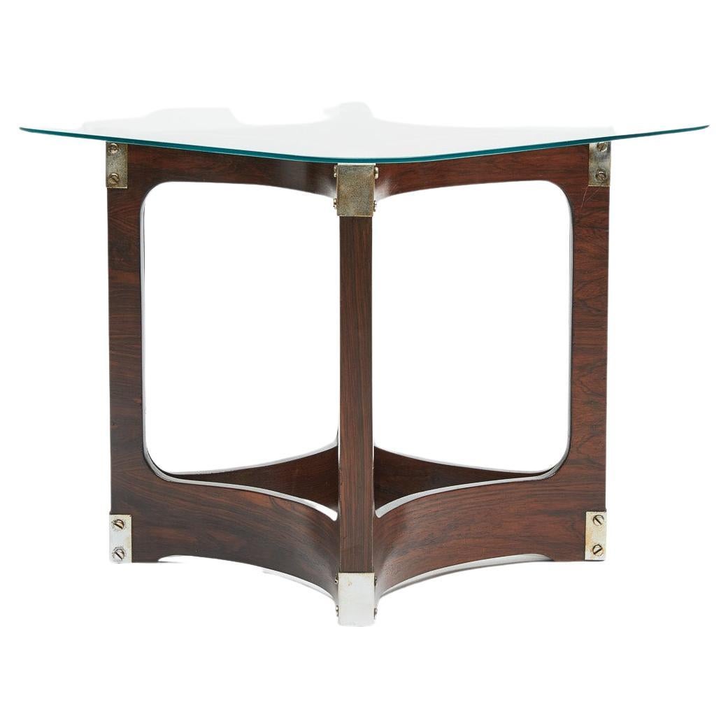 Brazilian Mid-Century Modern Side Table in Bentwood & Glass by Novo Rumo, 1960s, Brazil For Sale