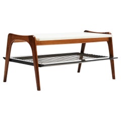 Vintage Brazilian Modern Coffee Table in Hardwood & Marble by Moveis Bergamo, 1950’s