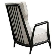 Moderner Sessel aus Hartholz und grauem Stoff, Scapinelli, 1950er Jahre Brasilien