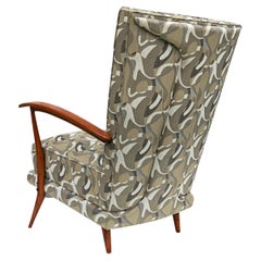 Mid-Century Modern Armchair in Hardwood & Green Fabric by G. Scapinelli Brazil