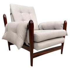 Brazilian Modern Armchair in Hardwood &  Fabric by Liceu de Artes, 1960, Brazil