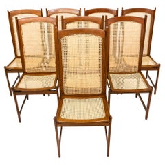 Used Mid-Century Modern Dining Chair Set in Hardwood & Caning, Celina, Brazil, 1960s