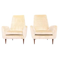 Mid-Century Modern Armchairs in Hardwood & Velvet by Giuseppe Scapinelli, Brazil