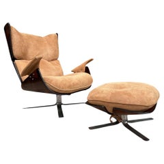 Fauteuil moderne brésilien Paulistana avec ottoman Jorge Zalszupin, vers 1959