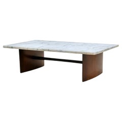 Moderner brasilianischer Couchtisch aus Hartholz und Marmor, Joaquim Tenreiro, 1950er Jahre