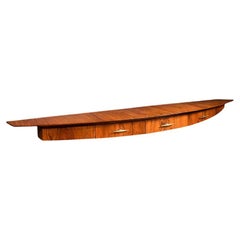 Giuseppe Scapinelli Floating Console in Caviúna Wood with Brass Handles, 1950s