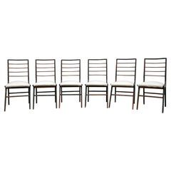 Set Six Dining Chairs in Hardwood 
Fabric, Giuseppe Scapinelli, Brazil, 1950s