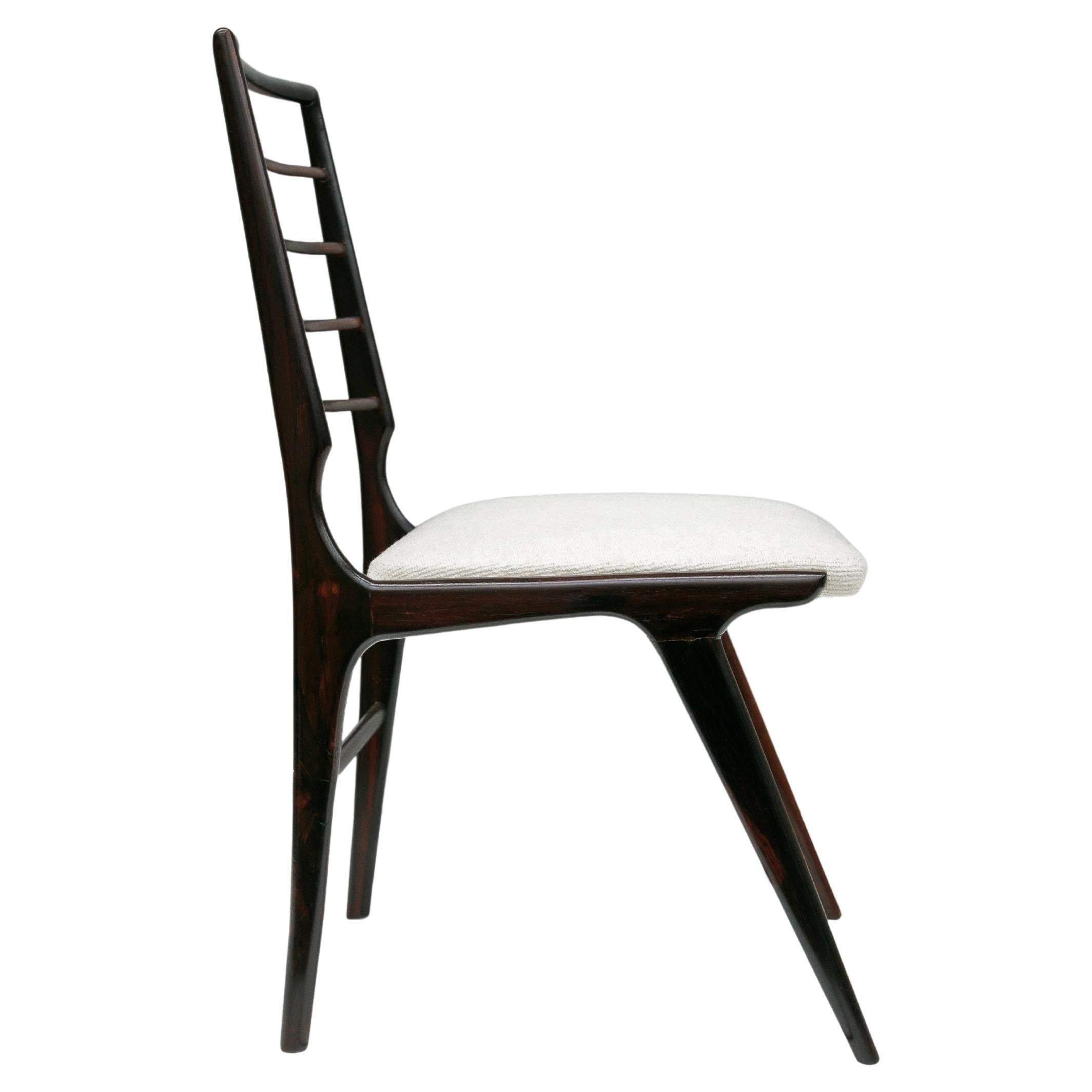 Set Six Dining Chairs in Hardwood & Fabric, Giuseppe Scapinelli, Brazil, 1950s For Sale