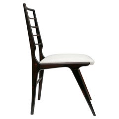 Set Six Dining Chairs in Hardwood & Fabric, Giuseppe Scapinelli, Brazil, 1950s