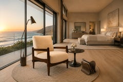 Mid-Century Armchair by Michel Arnoult, Imbuia & Mohair, 1960s