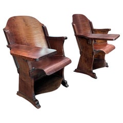 Used Brazilian Modern Pair of Auditorium Armchairs in Bentwood, Moveis Cimo, c. 1950s