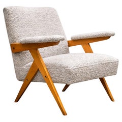 Sillón Moderno Brasileño "Z" en Madera Dura y Boucle, José Zanine Caldas, Años 50