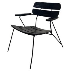 Sillón moderno de mediados de siglo en metal y madera de Carlo Hauner, Brasil, años 50
