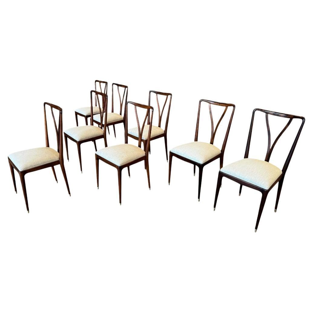 Brazilian Modern Set of 8 Dining Chairs in Hardwood, Giuseppe Scapinelli, 1950s