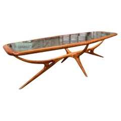 Coffee Table in Caviuna & Glass by Giuseppe Scapinelli, c. 1950s