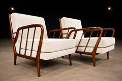Mid-Century Brazilian Armchairs by Rino Levi, Hardwood & Boucle, 1960s