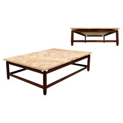 Couchtisch aus massivem Palisanderholz und Marmor von Jorge Jabour für Móveis Cantu, Brasilien