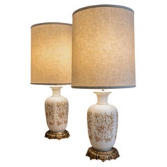 Mid-Century Modern Pair of Vintage Table Lamps with Rose Motif, Unknown, 1960s