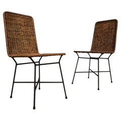 Brazilian Modern Dining Chairs by Carlo Hauner, Wicker & Iron, 1950s