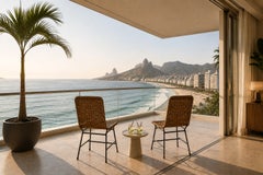 Brazilian Modern Dining Chairs by Carlo Hauner, Wicker & Iron, 1950s