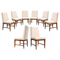 Brazilian Modern Set of 8 Tall-Back Dining Chairs in Caviúna & Bone Linen, Cimo