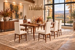 Brazilian Modern Set of 8 Tall-Back Dining Chairs in Caviúna & Bone Linen, Cimo