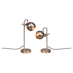 Rewired Pair of Brazilian Modern Chrome-Plated Table Lamps, 1960s