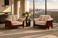 Pair of Brazilian Modern Armchairs in Rosewood & Velvet, JD Móveis, 1960s
