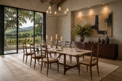Set of 8 Chairs in Caviúna & Ivory Mohair, Giuseppe Scapinelli, Brazil, 1950s
