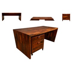 Bureau et classeur pliants en bois de rose de style patchwork de Jorge Zalszupin, Brésil, années 1970
