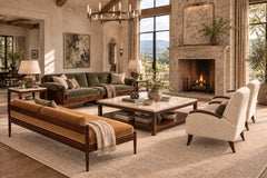 Brazilian Modern Sculpted Sofa in Rosewood & Celadon Mohair, Novo Rumo, 1960s