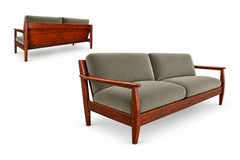 Brazilian Modern Sofa in Rosewood and Celadon Mohair, Att. to Jean Gillon, 1960s