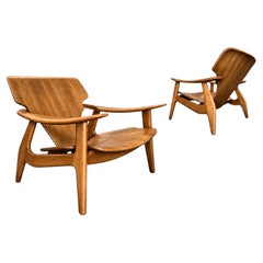 Pair of “Diz” Armchairs in Hardwood by Sergio Rodrigues, Brazil, Design 2001