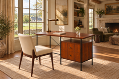 Geraldo de Barros for Unilabor Two-Drawer Desk in Rosewood & Iron, Brazil, 1950s