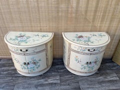 Retro Pair of Late 20th Century Chinoiserie Lacquer Nightstands