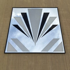 Vintage 1990s Art Deco Revival Geometric Desing Framed Wall Mirror.
