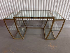 Hollywood Regency Brass Vanity / Desk in the Milo Baughman Style. Circa 1970s