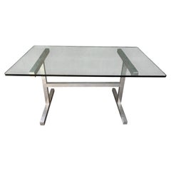 Mid Century Modern Chrome Dining Tble in the Milo Baughman Style. Circa 1970s