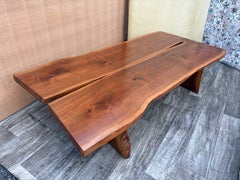 Low Organic Live-edge Solid Wood Coffee Table in the Mira Nakashima Style.