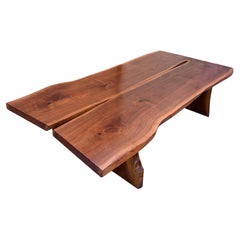 Low Organic Live-edge Solid Wood Coffee Table in the Mira Nakashima Style.
