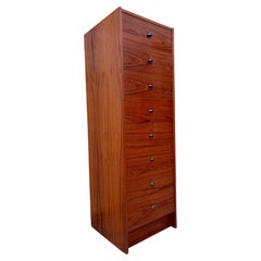 Mid Century Danish Modern Teak Highboy / Lingerie Chest of Drawers. Circa 1970s