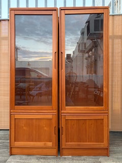A Pair of Mid Century Modern Danish Display Cabinets By Sun Cabinet. Circa 1970s