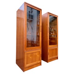 A Pair of Mid Century Modern Danish Display Cabinets By Sun Cabinet. Circa 1970s