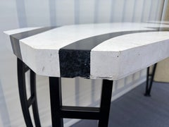 1990s Postmodern Oggetti Tavola II Tassellated Mactan Stone Console Table.