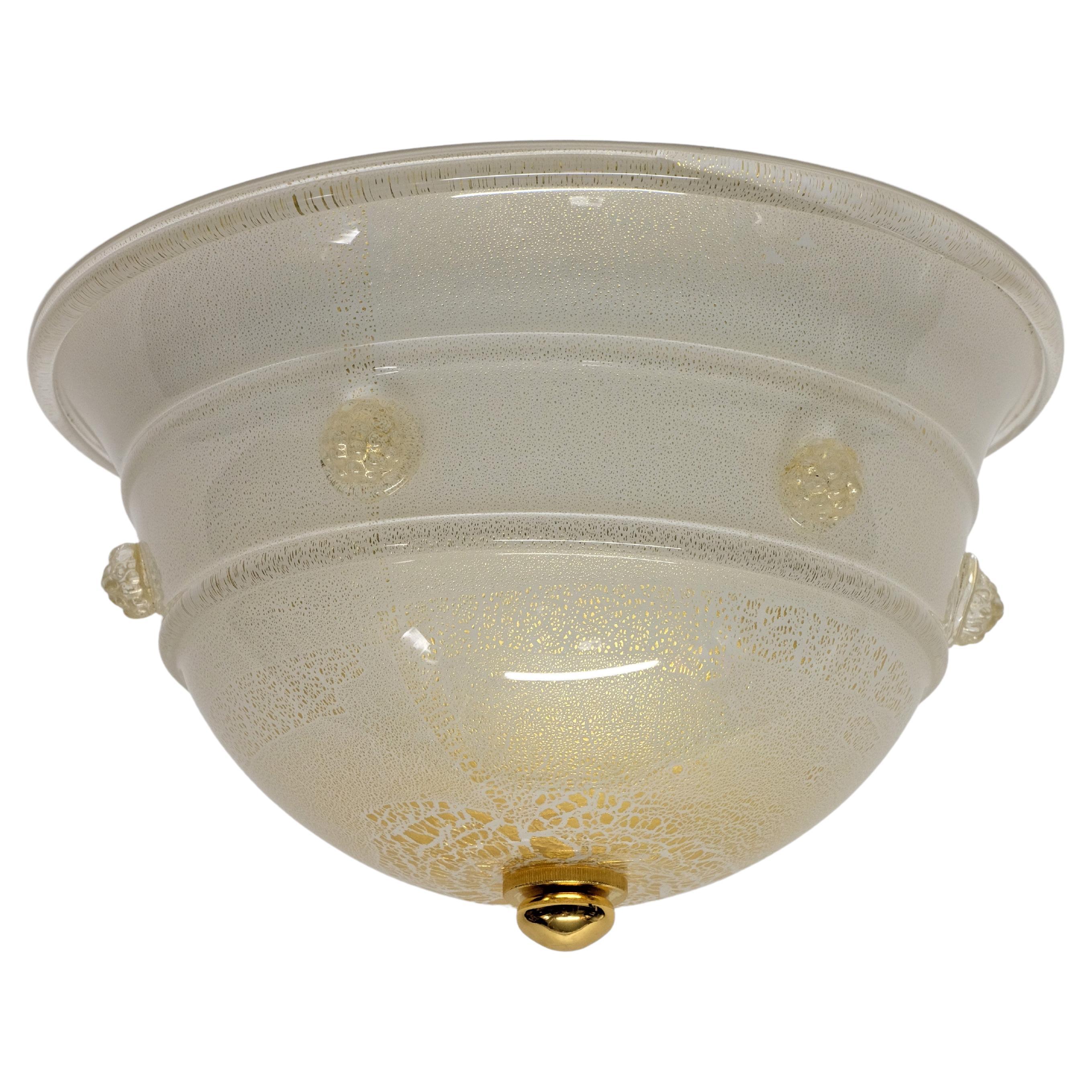 Flush Mount Ceiling Light Barovier & Toso Glass Lamp  For Sale