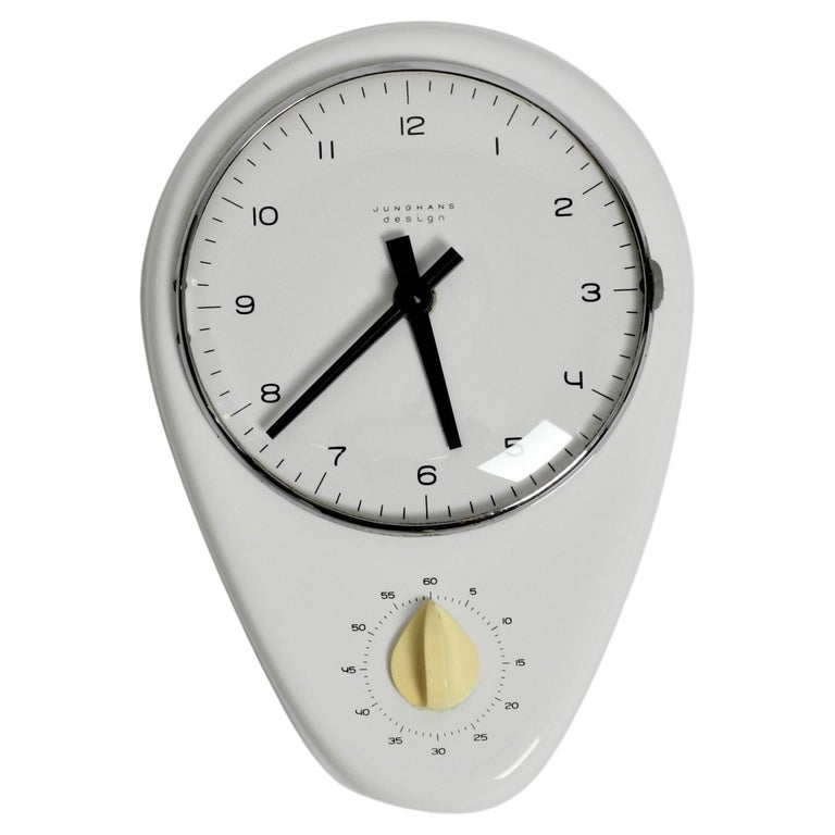 Junghans Kitchen Wall Clock by Max Bill White, Germany, 1960s For Sale