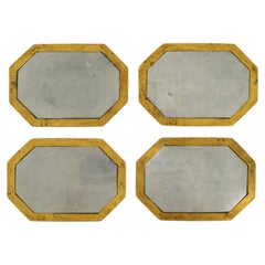 Set of Four Aluminum/Brass Coasters in Brutalist Design by David Marshall