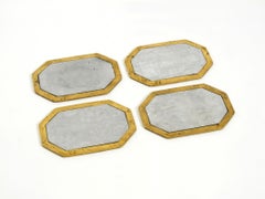 Set of Four Aluminum/Brass Coasters in Brutalist Design by David Marshall