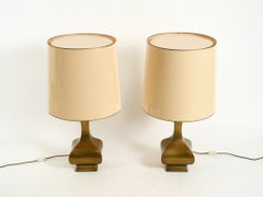 Pair of very large, exceptional 1950s Italian brass table lamps by Il Punto